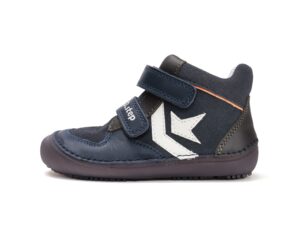 ddstep prechodne kozene detske topanky barefoot royal blue neon orange