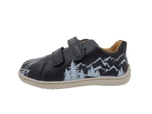 stitch and walk detske barefoot kozene prechodne celorocne topanky black print